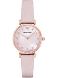 Buy Shop Emporio Armani Kappa Mother Of Pearl White Dial Pink Leather Strap Watch For Women - AR11130 USA Online