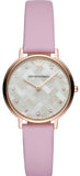 Buy Shop Emporio Armani Kappa Mother Of Pearl White Dial Pink Leather Strap Watch For Women - AR11130 USA Online