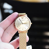 Buy Shop Emporio Armani Kappa Pink Dial Pink Mesh Bracelet Watch For Women - AR11129 USA Online