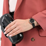 Buy Shop Emporio Armani Kappa Quartz Black Dial Black Leather Strap Watch For Women - AR11064 USA Online