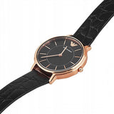 Buy Shop Emporio Armani Kappa Quartz Black Dial Black Leather Strap Watch For Women - AR11064 USA Online