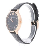 Buy Shop Emporio Armani Kappa Quartz Black Dial Black Leather Strap Watch For Women - AR11064 USA Online