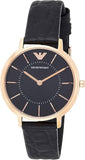 Buy Shop Emporio Armani Kappa Quartz Black Dial Black Leather Strap Watch For Women - AR11064 USA Online