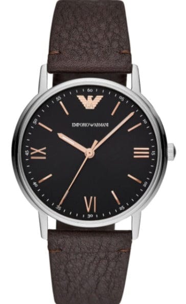 Buy Shop Emporio Armani Kappa Quartz Black Dial Brown Leather Strap Watch For Men - AR11153 USA Online