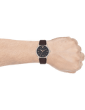 Emporio Armani Kappa Quartz Black Dial Brown Leather Strap Watch For Men - AR11153