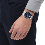 Buy Shop Emporio Armani Kappa Quartz Blue Dial Silver Steel Strap Watch For Men - AR80010 USA Online