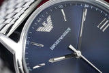 Buy Shop Emporio Armani Kappa Quartz Blue Dial Silver Steel Strap Watch For Men - AR80010 USA Online