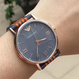 Buy Shop Emporio Armani Kappa Quartz Grey Dial Two Tone Nylon Strap Watch For Men - AR11014 USA Online