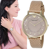 Buy Shop Emporio Armani Kappa Quartz Mother of Pearl Taupe Dial Brown Leather Strap Watch For Men - AR11151 USA Online
