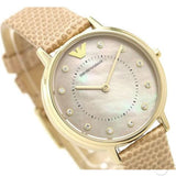 Buy Shop Emporio Armani Kappa Quartz Mother of Pearl Taupe Dial Brown Leather Strap Watch For Men - AR11151 USA Online