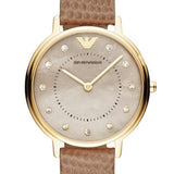 Buy Shop Emporio Armani Kappa Quartz Mother of Pearl Taupe Dial Brown Leather Strap Watch For Men - AR11151 USA Online