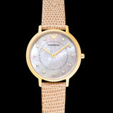 Buy Shop Emporio Armani Kappa Quartz Mother of Pearl Taupe Dial Brown Leather Strap Watch For Men - AR11151 USA Online