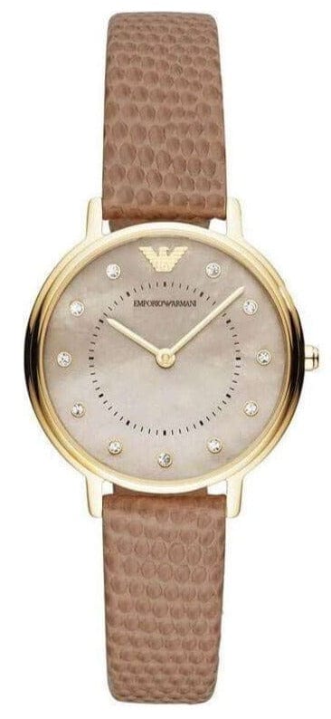 Buy Shop Emporio Armani Kappa Quartz Mother of Pearl Taupe Dial Brown Leather Strap Watch For Men - AR11151 USA Online