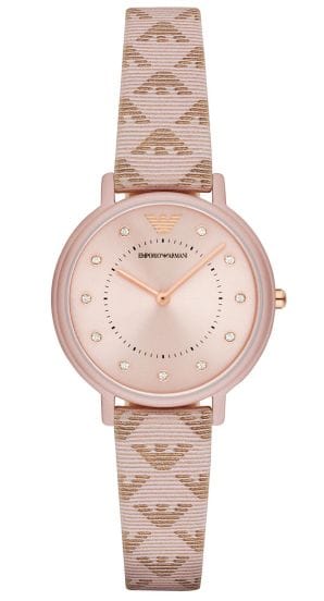 Buy Shop Emporio Armani Kappa Quartz Rose Gold Dial Pink Leather Strap Watch For Women - AR11010 USA Online