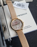 Buy Shop Emporio Armani Kappa Quartz Silver Dial Beige Leather Strap Watch For Women - AR11042 USA Online