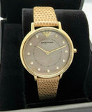 Buy Shop Emporio Armani Kappa Quartz Silver Dial Beige Leather Strap Watch For Women - AR11042 USA Online