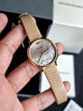 Buy Shop Emporio Armani Kappa Quartz Silver Dial Beige Leather Strap Watch For Women - AR11042 USA Online