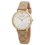 Buy Shop Emporio Armani Kappa Quartz Silver Dial Beige Leather Strap Watch For Women - AR11042 USA Online