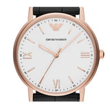 Buy Shop Emporio Armani Kappa Quartz White Dial Black Leather Strap Watch For Men - AR80015 USA Online
