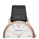 Buy Shop Emporio Armani Kappa Quartz White Dial Black Leather Strap Watch For Men - AR80015 USA Online