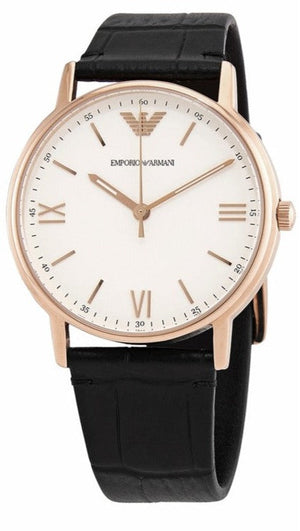Buy Shop Emporio Armani Kappa Quartz White Dial Black Leather Strap Watch For Men - AR80015 USA Online