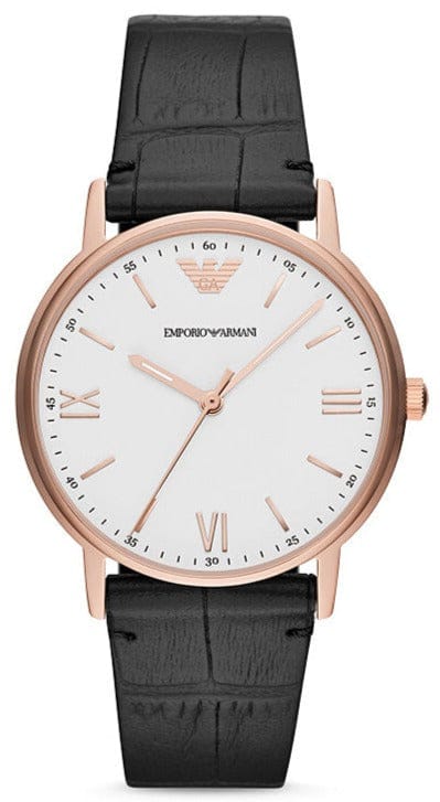 Buy Shop Emporio Armani Kappa Quartz White Dial Black Leather Strap Watch For Men - AR80015 USA Online