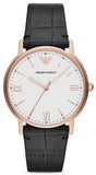Buy Shop Emporio Armani Kappa Quartz White Dial Black Leather Strap Watch For Men - AR80015 USA Online