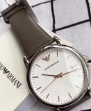 Buy Shop Emporio Armani Kappa Quartz White Dial Brown Leather Strap Watch For Men - AR80006 USA Online