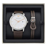 Buy Shop Emporio Armani Kappa Quartz White Dial Brown Leather Strap Watch For Men - AR80006 USA Online