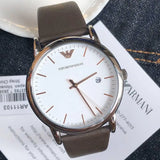Buy Shop Emporio Armani Kappa Quartz White Dial Brown Leather Strap Watch For Men - AR80006 USA Online