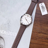Buy Shop Emporio Armani Kappa Quartz White Dial Brown Leather Strap Watch For Men - AR80006 USA Online
