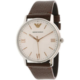 Buy Shop Emporio Armani Kappa Quartz White Dial Brown Leather Strap Watch For Men - AR80006 USA Online