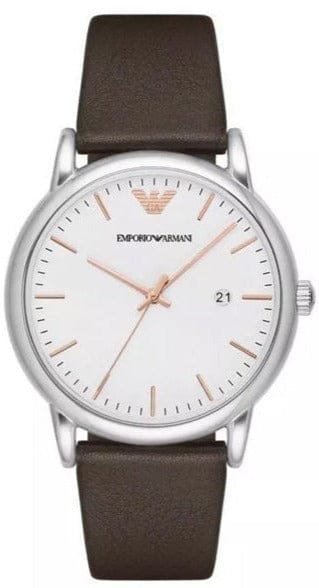 Buy Shop Emporio Armani Kappa Quartz White Dial Brown Leather Strap Watch For Men - AR80006 USA Online