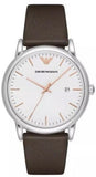 Buy Shop Emporio Armani Kappa Quartz White Dial Brown Leather Strap Watch For Men - AR80006 USA Online