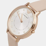Buy Shop Emporio Armani Kappa Rose Gold & White Dial Beige Nude Leather Strap Watch For Women - AR2510 USA Online