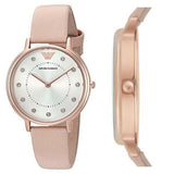 Buy Shop Emporio Armani Kappa Rose Gold & White Dial Beige Nude Leather Strap Watch For Women - AR2510 USA Online