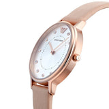 Buy Shop Emporio Armani Kappa Rose Gold & White Dial Beige Nude Leather Strap Watch For Women - AR2510 USA Online