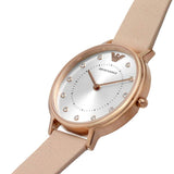 Buy Shop Emporio Armani Kappa Rose Gold & White Dial Beige Nude Leather Strap Watch For Women - AR2510 USA Online