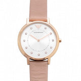 Buy Shop Emporio Armani Kappa Rose Gold & White Dial Beige Nude Leather Strap Watch For Women - AR2510 USA Online