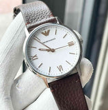Buy Shop Emporio Armani Kappa Silver Dial Brown Leather Strap Watch for Men - AR11173 USA Online