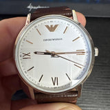 Buy Shop Emporio Armani Kappa Silver Dial Brown Leather Strap Watch for Men - AR11173 USA Online