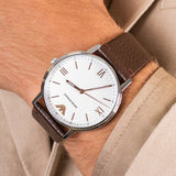 Buy Shop Emporio Armani Kappa Silver Dial Brown Leather Strap Watch for Men - AR11173 USA Online