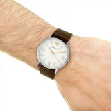 Buy Shop Emporio Armani Kappa Silver Dial Brown Leather Strap Watch for Men - AR11173 USA Online