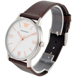 Buy Shop Emporio Armani Kappa Silver Dial Brown Leather Strap Watch for Men - AR11173 USA Online