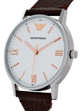 Buy Shop Emporio Armani Kappa Silver Dial Brown Leather Strap Watch for Men - AR11173 USA Online