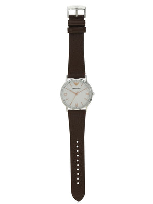 Buy Shop Emporio Armani Kappa Silver Dial Brown Leather Strap Watch for Men - AR11173 USA Online