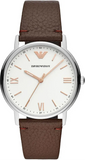 Buy Shop Emporio Armani Kappa Silver Dial Brown Leather Strap Watch for Men - AR11173 USA Online