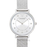 Buy Shop Emporio Armani Kappa Silver Dial Silver Mesh Bracelet Watch For Women - AR11128 USA Online