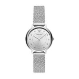 Buy Shop Emporio Armani Kappa Silver Dial Silver Mesh Bracelet Watch For Women - AR11128 USA Online