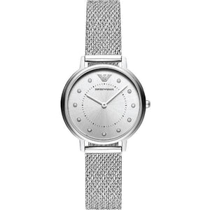 Buy Shop Emporio Armani Kappa Silver Dial Silver Mesh Bracelet Watch For Women - AR11128 USA Online